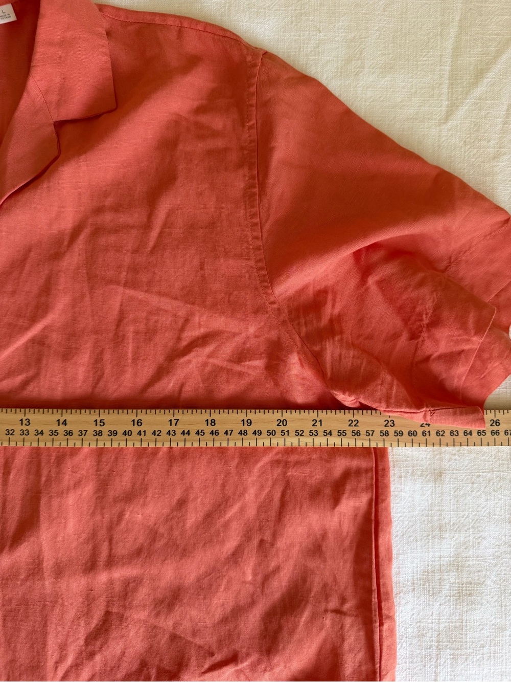 Uniqlo Coral Rayon And linen Blend Short-Sleeve Button Down Shirt - Picture 7 of 8